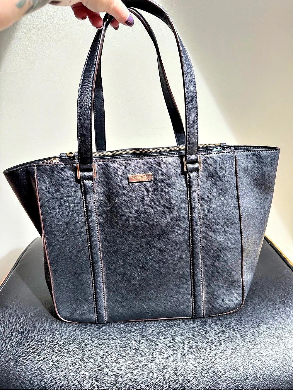 Kate Spade Striped Tote in Black & Pink GUC